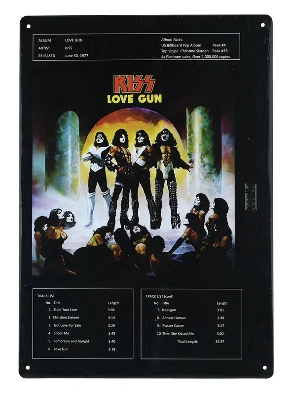 Kiss Love Gun Tin Sign (Package)
