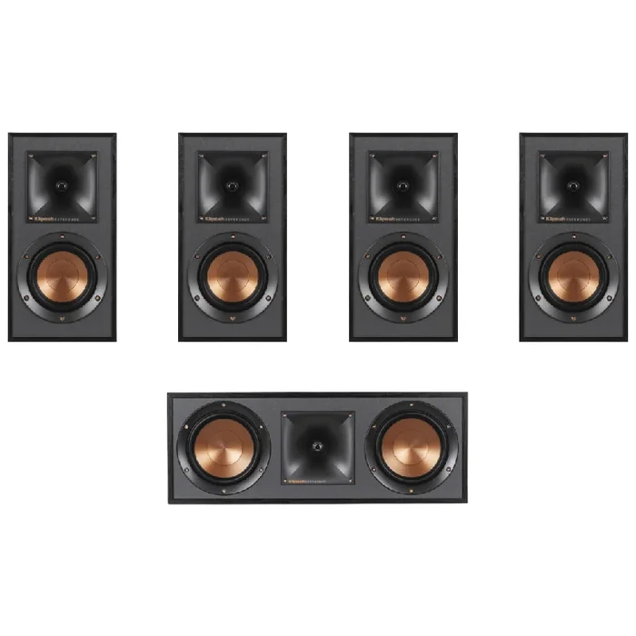 Klipsch Home Theater Speaker Bundle: 2 Pairs R-41M Bookshelf Speakers + R-52C Center Channel Speaker (Bundle)