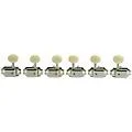 Kluson 3 Per Side Deluxe Series Oval White Plastic Single Line Logo Tuning Machines Nickel