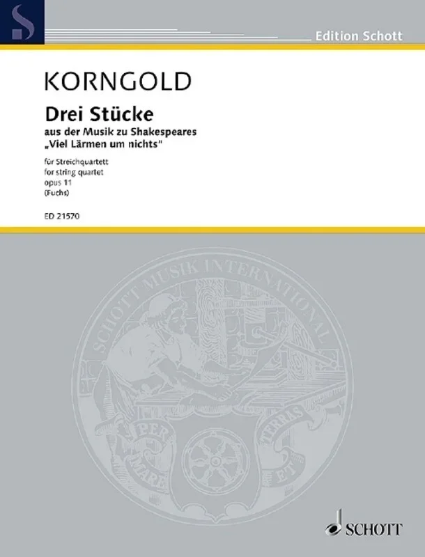 Korngold – 3 Pieces Op 11 String Quartet (Music Score/Parts) Book