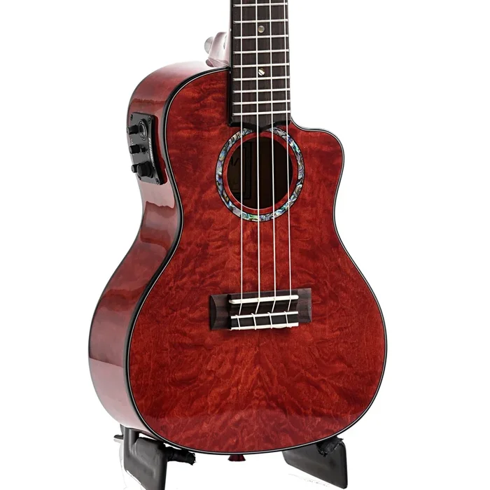 Lanikai Quilted Maple Red Stain A/E Concert Ukulele & Case