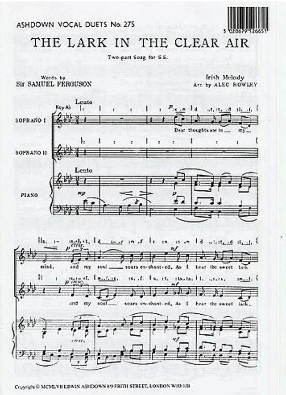 Lark In The Clear Air 2Pt/Piano Rowley Book