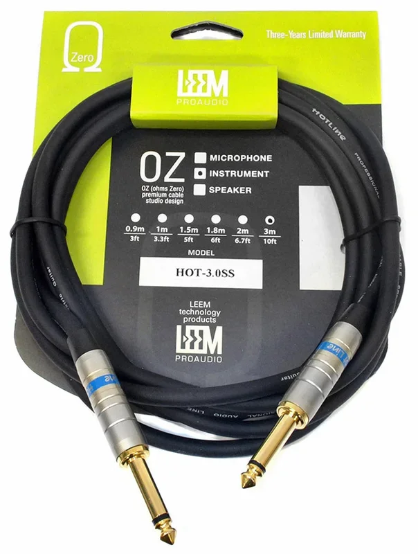 Leem 10ft Hotline Instrument Cable (1/4″ Straight Plug – 1/4″ Straight Plug)