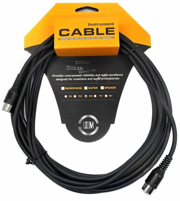 Leem 20ft MIDI Cable (5-Pin MIDI Connector – 5-Pin MIDI Connector)