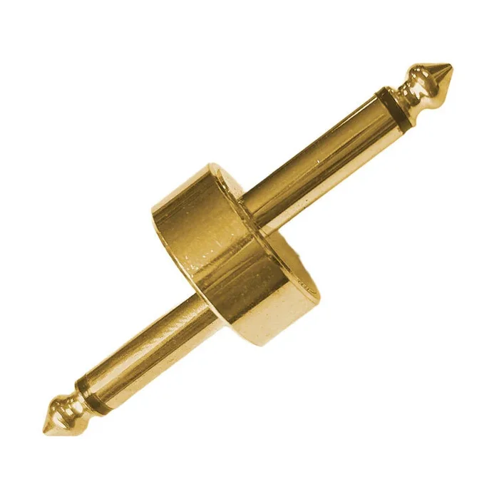 Leem FX-Pedal Connector in Gold Finish (1/4″ Mono Plug – 1/4″ Mono Plug)
