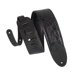 Levy’s Sundance 3″ Black Rose Embossed Leather Guitar Strap