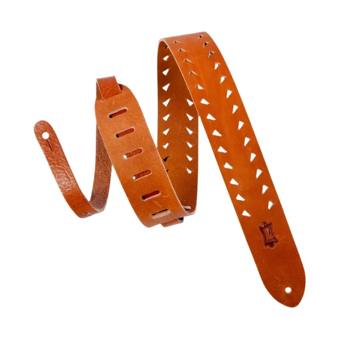 LEVYS M12TTVTAN 2 ” Veg-tan Leather Guitar Strap w/ Tooth Punch Out
