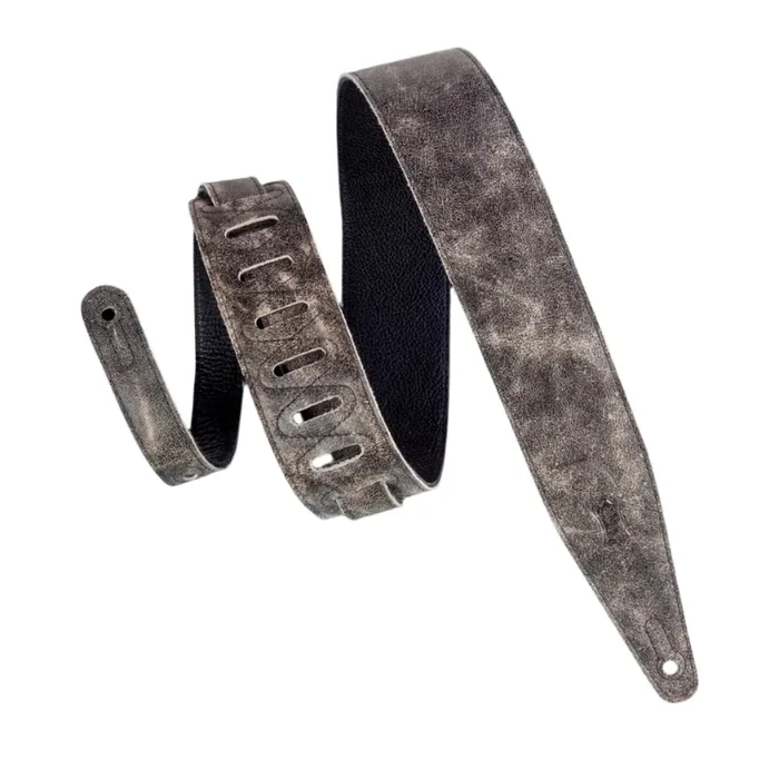 LEVYS MG317BOGBLK 2 1/2 ” Garment Leather Guitar Strap w/ Single Body Stitch