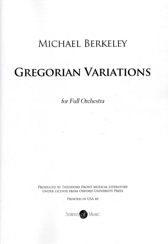 M. Berkeley: Gregorian Variations