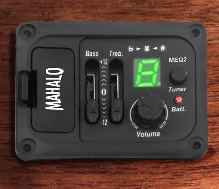 Mahalo MEQ2 Ukulele Pickup & EQ with 2-Band EQ and Chromatic Tuner