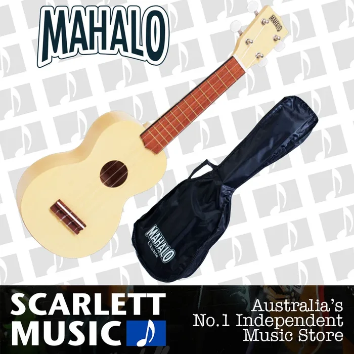 Mahalo Wooden Soprano Ukulele Transparent Maple & Bag Kahiko Series MK1-TBS