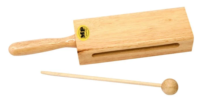 MANO PERCUSSION Rectangular Tone Block 4″ Handle, Beater Included