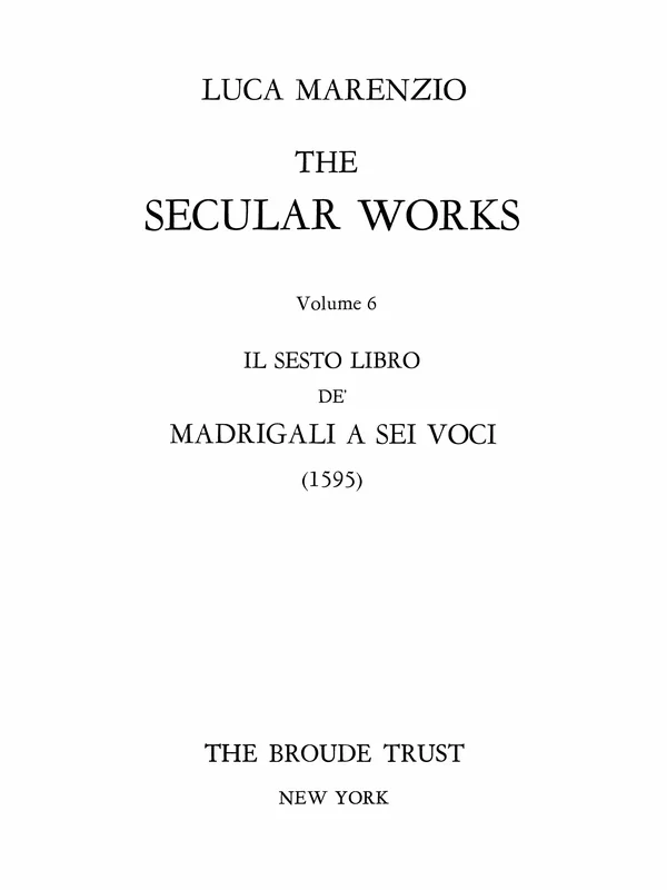 Marenzio: Il sesto libro de’ madrigali a sei voci (1595)