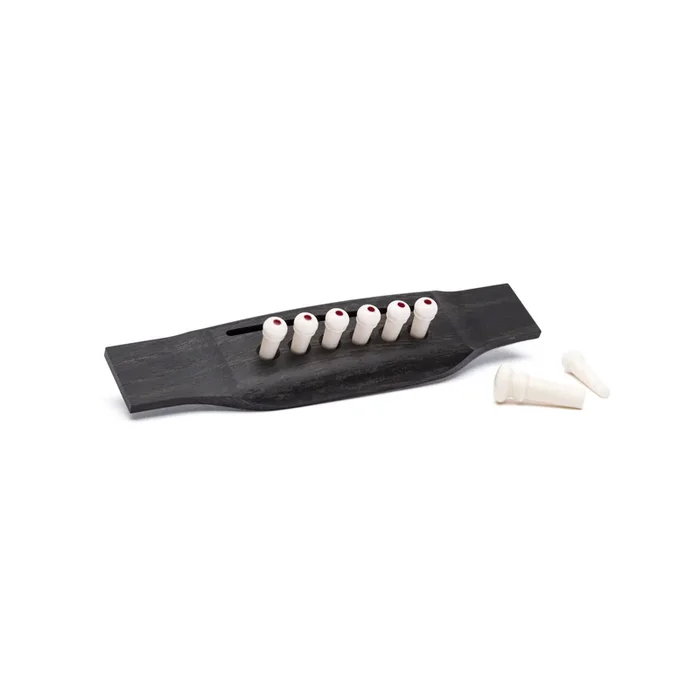 Martin Authentic Series Bridge Pin Set, Unslotted, White with Tortoise Dot