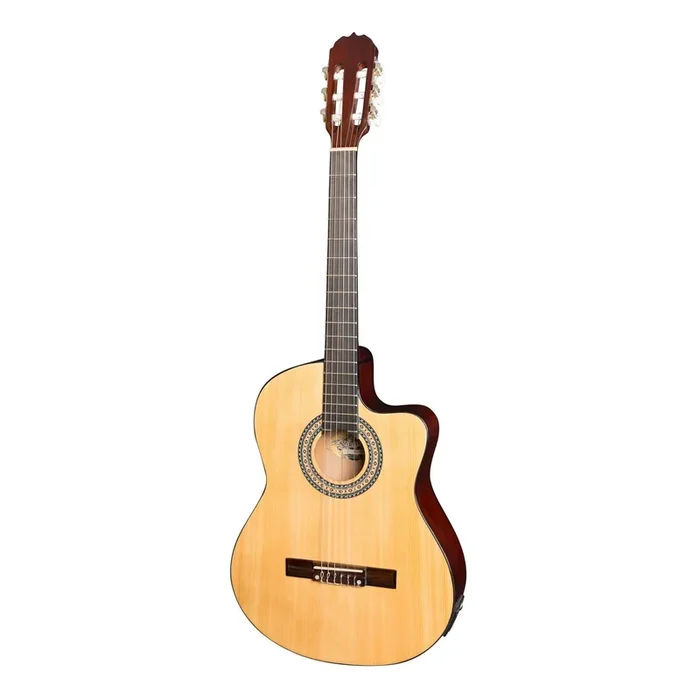 Martinez ‘Slim Jim’ Full Size Classical Cutaway Slim Neck Spruce Top Acoustic-Electric Guitar (Natural Gloss)
