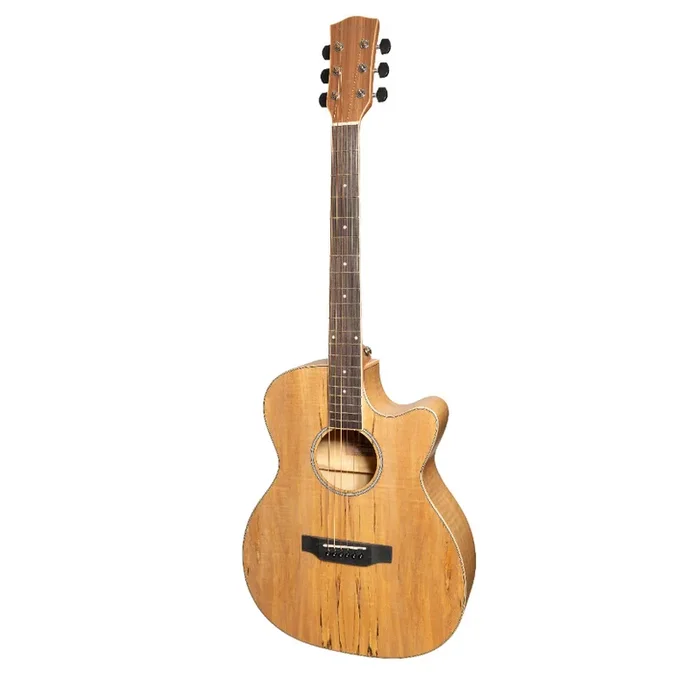 Martinez ’31 Series’ Spalted Maple Small Body Acoustic-Electric Cutaway Guitar (Natural Satin)