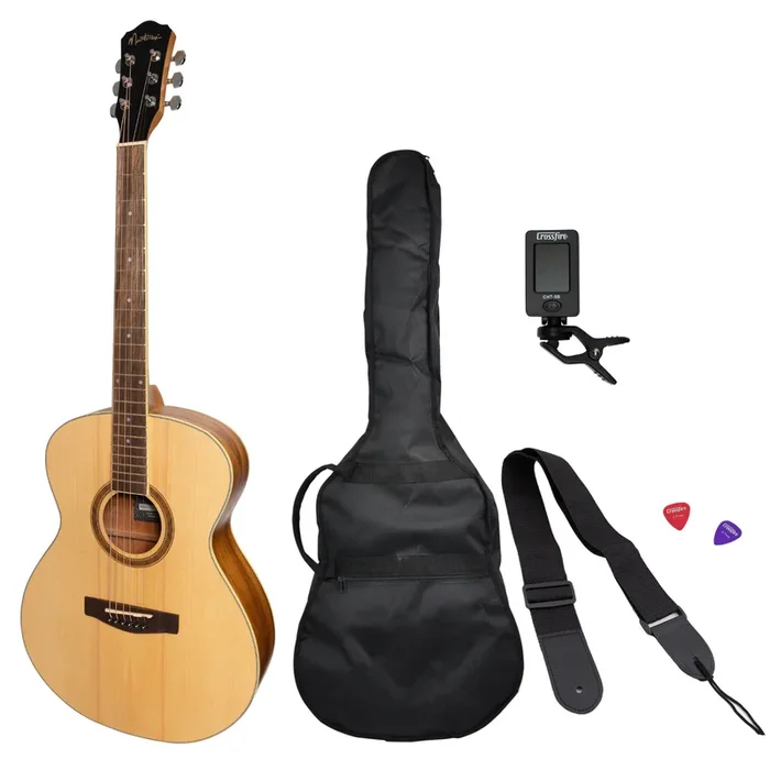 Martinez ’41 Series’ Folk Size Acoustic Guitar Pack (Spruce/Rosewood)