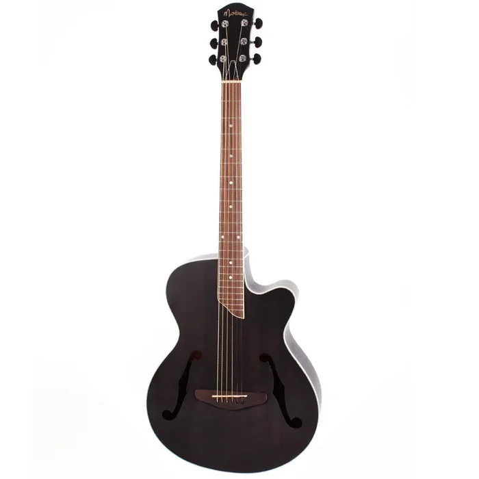 Martinez Jazz Hybrid Acoustic-Electric Small Body Cutaway Guitar (Transparent Black)