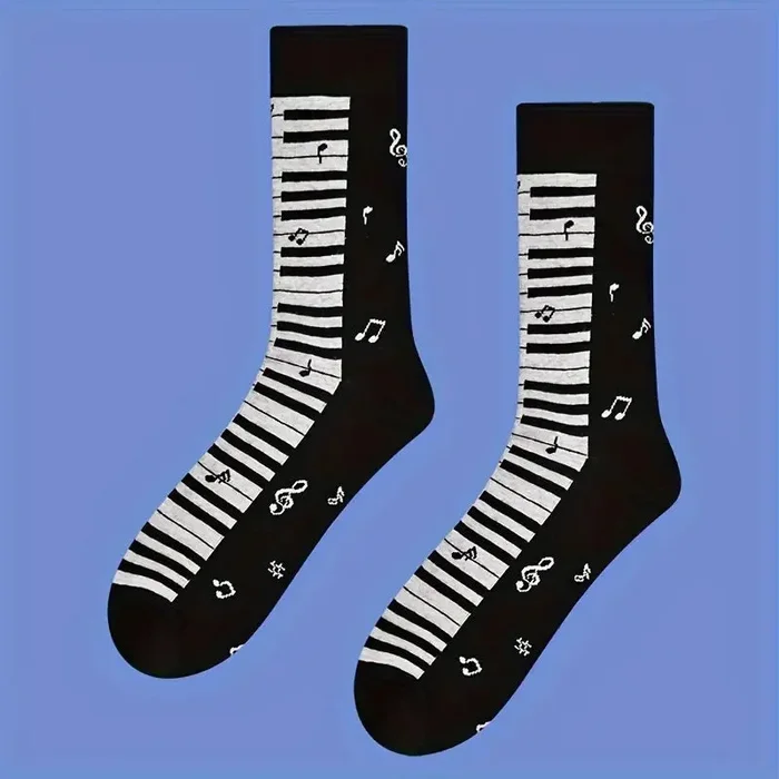 Men’s Piano Theme Black Socks