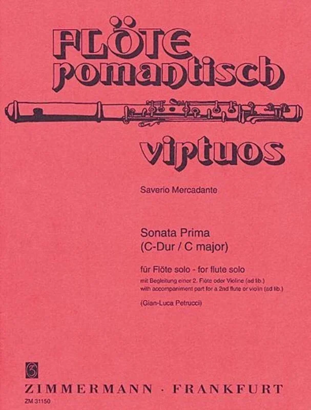 Mercadante – Sonata Prima C Flute Solo (Softcover Book)