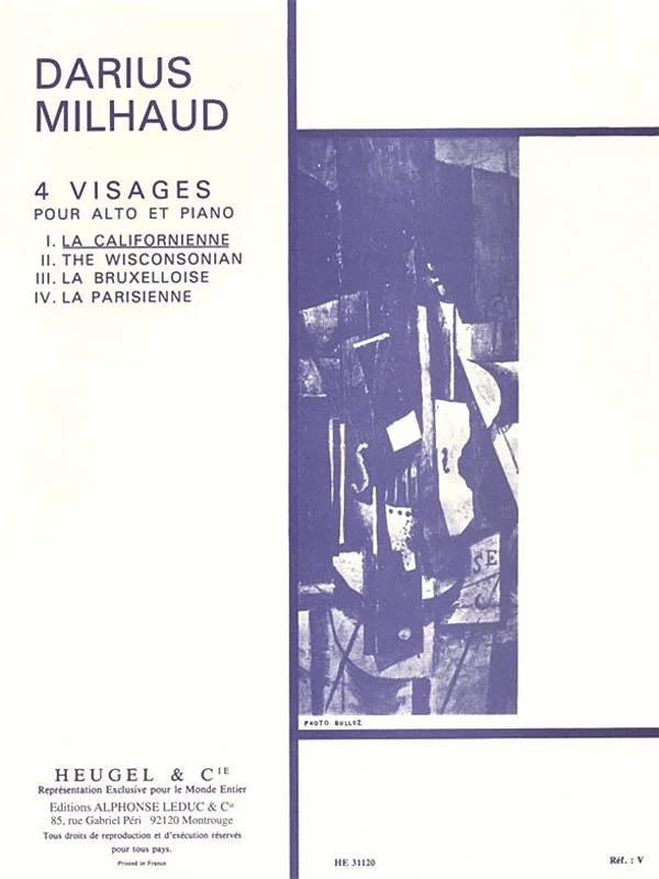 Milhaud – 4 Visages 1 – La Californienne Viola/Piano (Softcover Book)