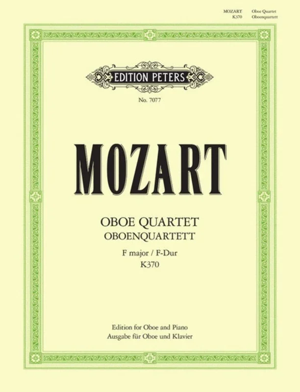 Mozart – Oboe Quartet F K 370 Oboe/Piano Arr Hodgson (Softcover Book)