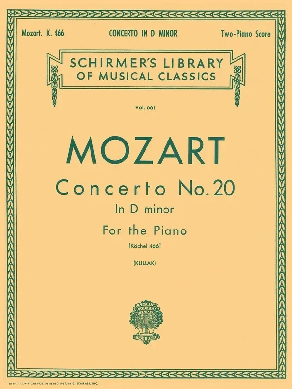 Mozart – Piano Concerto No 20 K 466 2P4H (Softcover Book)