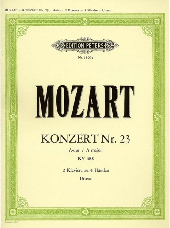 Mozart – Piano Concerto No 23 K 488 2P4H (Softcover Book)