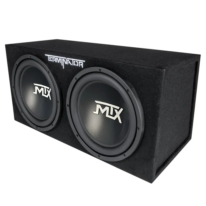 MTX Dual 12″ Subwoofers with Loaded Enclosure, 1200W Max Power, 400W RMS, Terminator