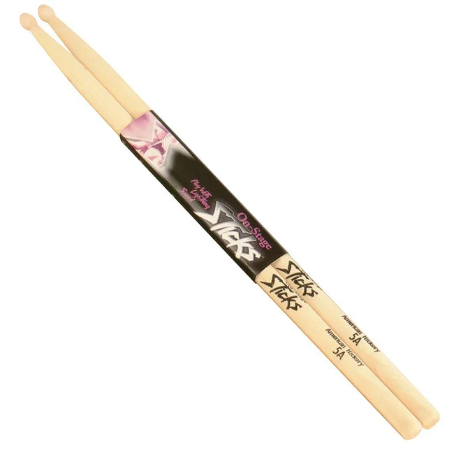 On Stage American Hickory Wood with Wood Tip 7A Drum Sticks
