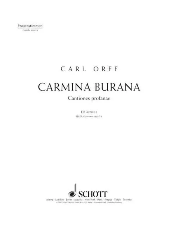 Orff – Carmina Burana Womens Chorus SA Book
