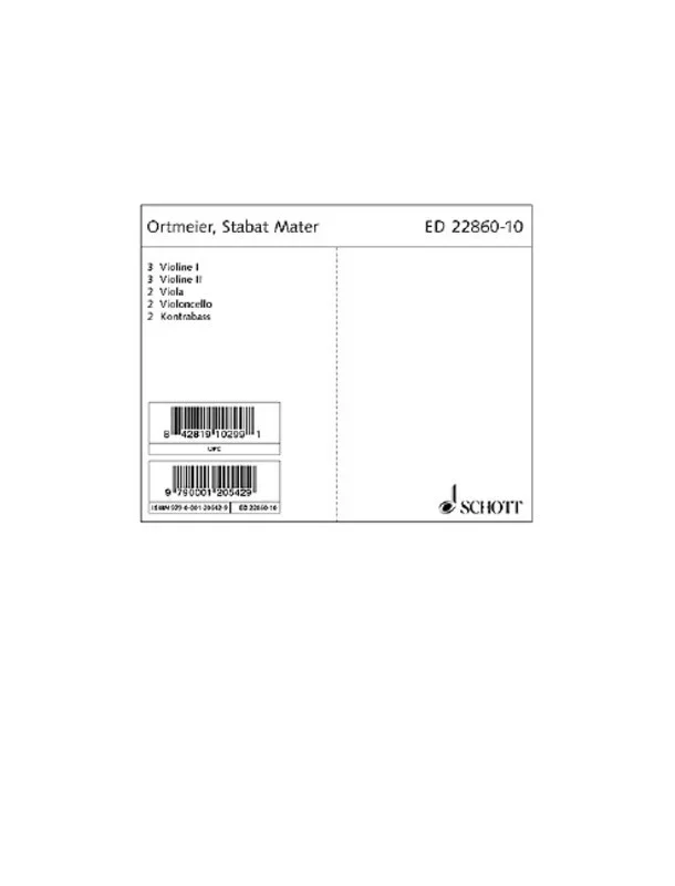Ortmeier – Stabat Mater Soprano/SATB/So Parts (Set Of Parts) Book