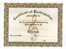 Participation Certificates – Chorus