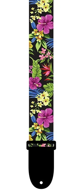 Perris 1.5″ Polyester Ukulele Strap in Multi-Coloured Luau design with Leather ends