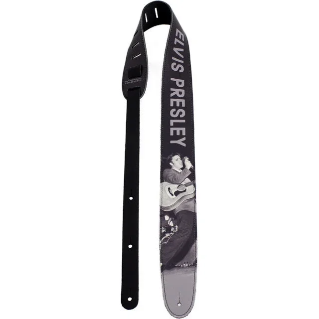 Perris 2.5 ” Leather “Elvis ” Hi-Res Print on Black Licensed Guitar Strap