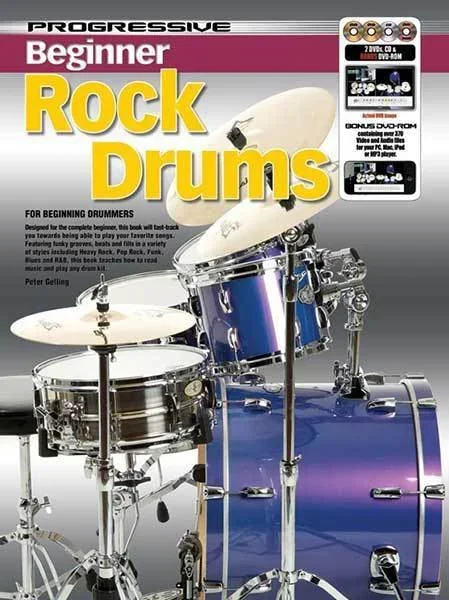 Progressive Beginner Rock Drums Book/CD/DVD(2)/DVD-Rom Book