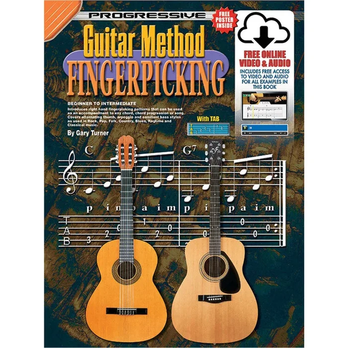 Progressive Books 69071 Guitar Method Fingerpicking Book Free Online Media – KPGMFX