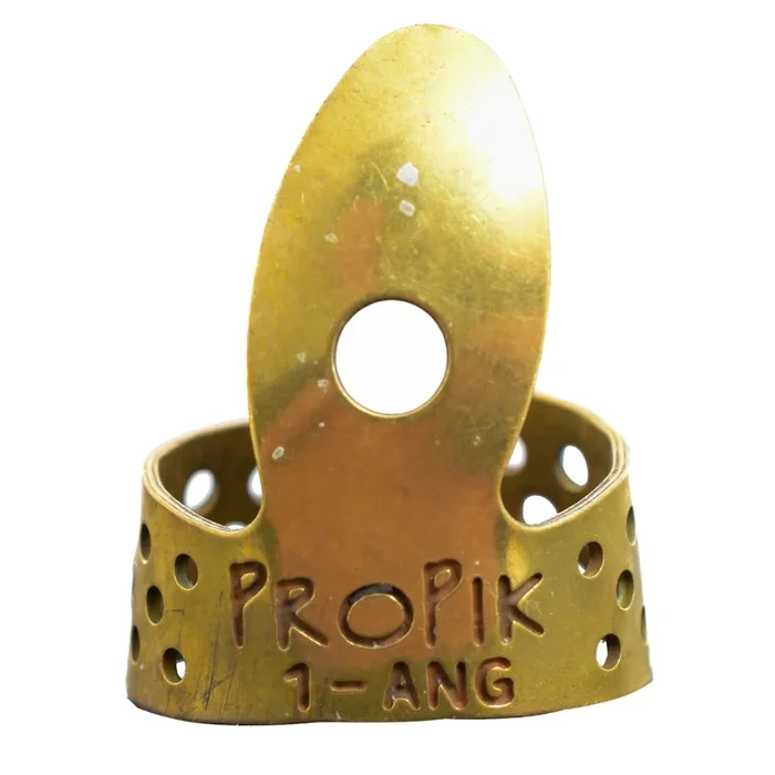 Propik Brass “Fast Pick” Angled Fingerpick, Single Wrap, Blade 1