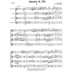 Quartet in F Major, K. 370 – Saxophone Quartet (SATB)