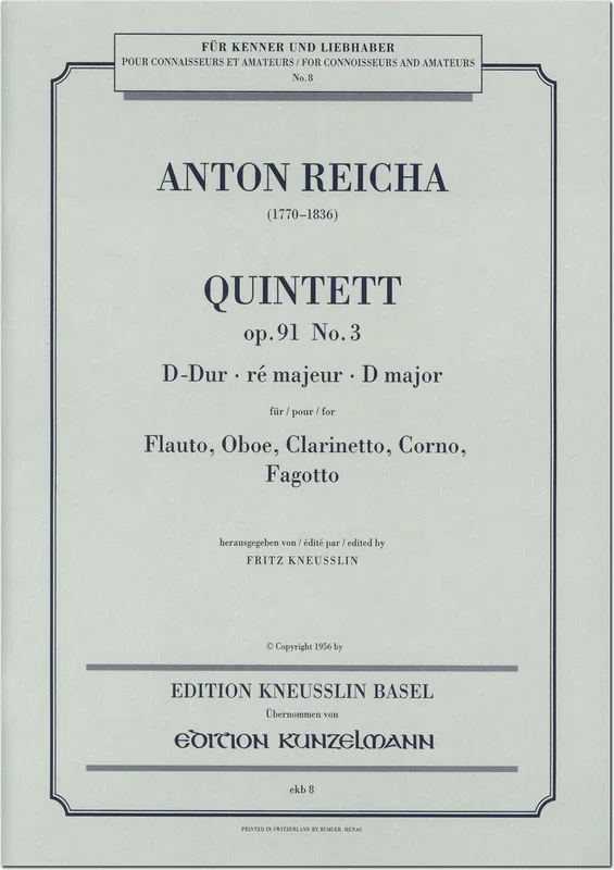 Reicha: Wind Quintet in D Major, Op. 91, No. 3