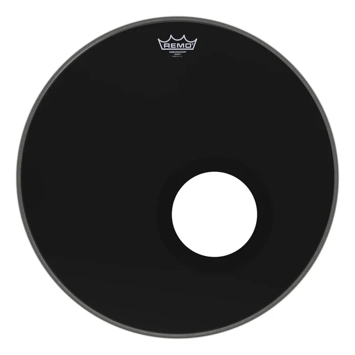 Remo Ambassador Ebony Bass Drumhead 20″ w/ 5″ Black Dynamo Port