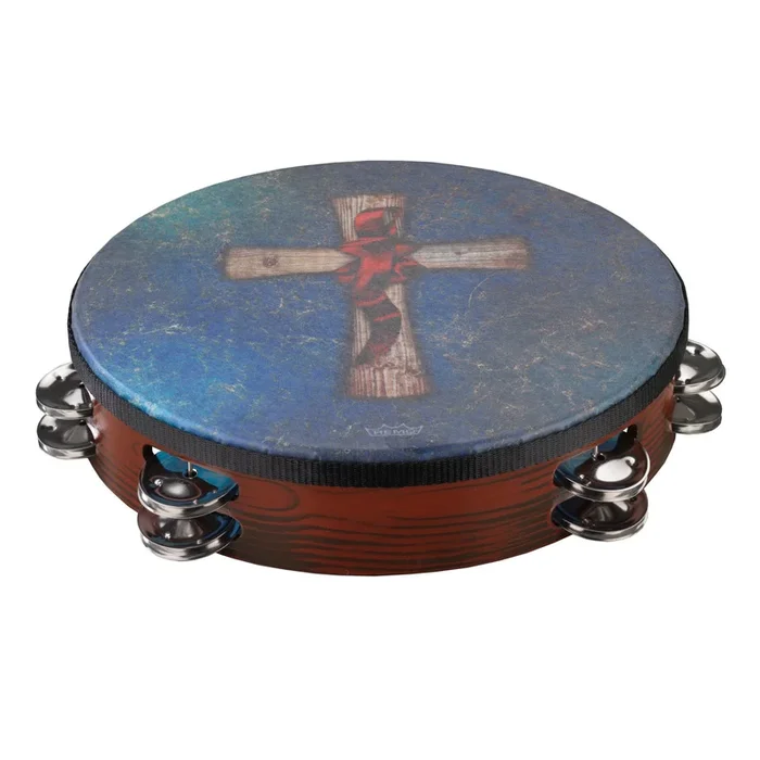 Remo Valencia Tambourine Gospel Church Tambourine – Crosswind Blue 10″