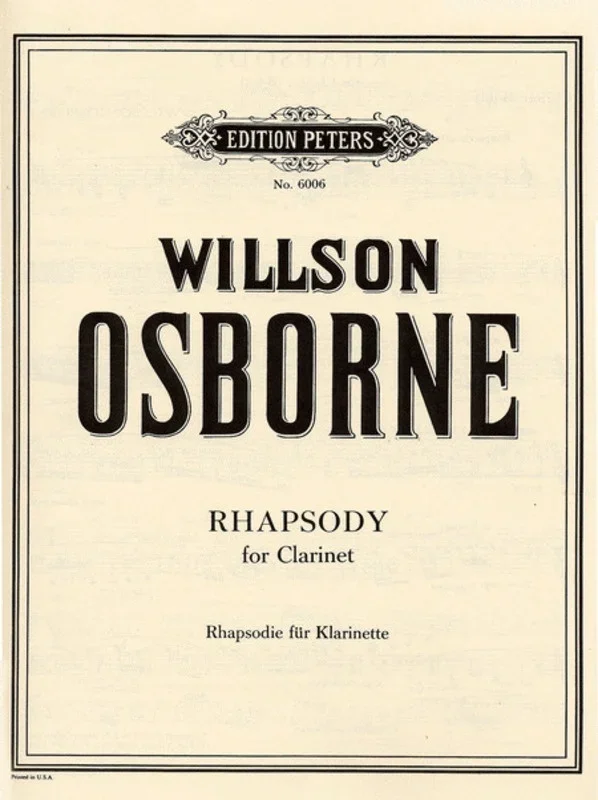 Rhapsody For Clarinet clarinet Solo (Softcover Book)