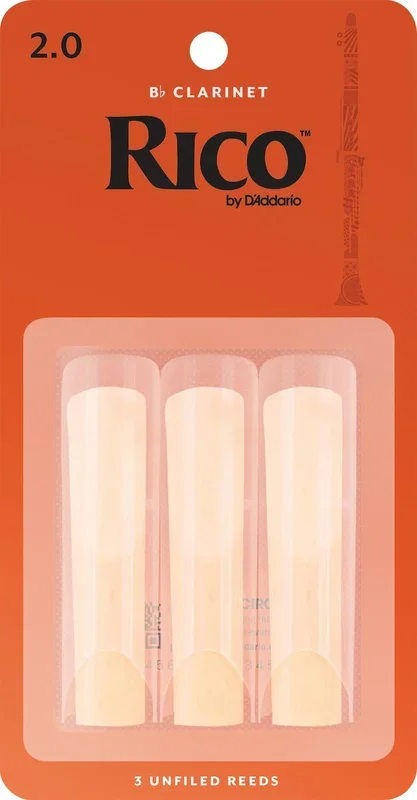 Rico Bb Clarinet Reeds, Strength 2.0, 3-pack