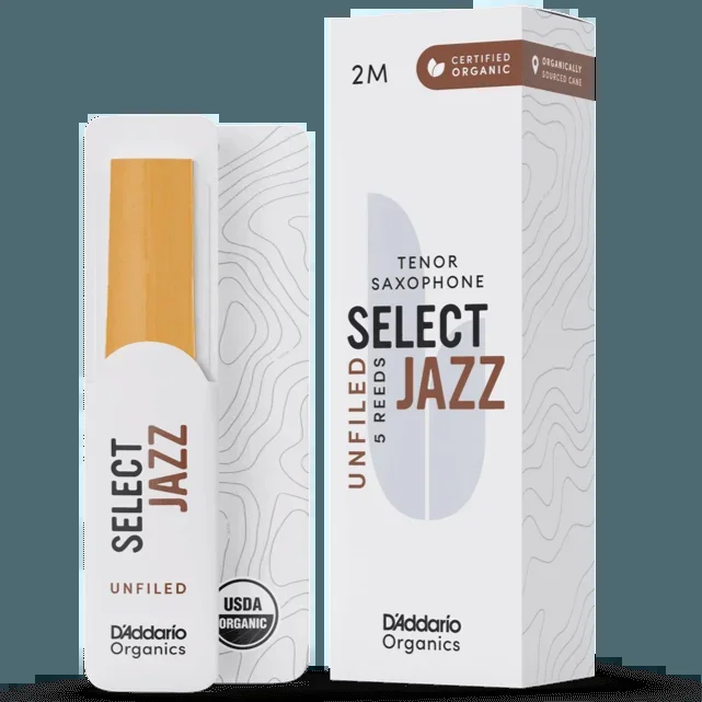 RICO JAZZ SELCT ORRS05TSX2M #2M Organic Unfiled Tenor Saxophone Reeds, 5-pack