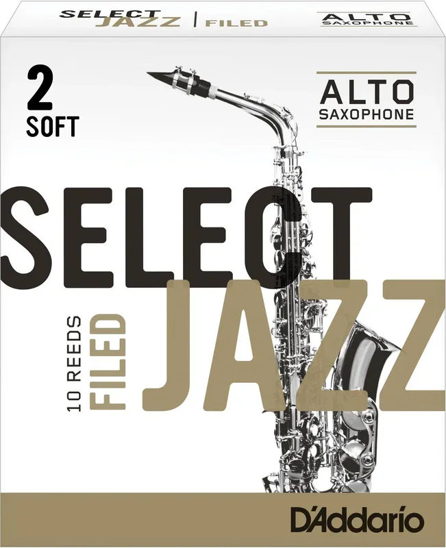 Rico Select Jazz Alto Sax Reeds, Filed, Strength 2 Strength Soft, 10-pack