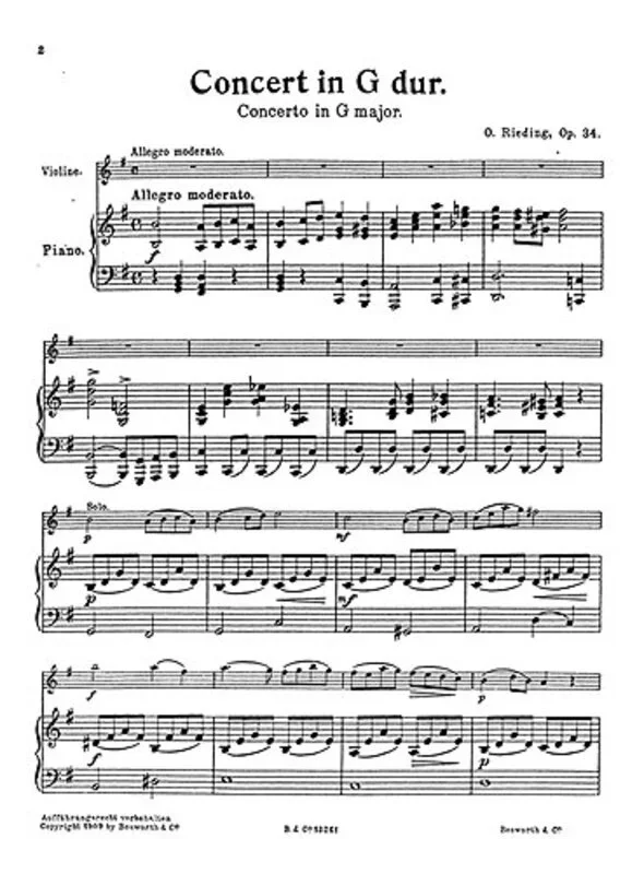 Rieding – Concerto G Maj Op 34 Violin/So Score/Parts Book