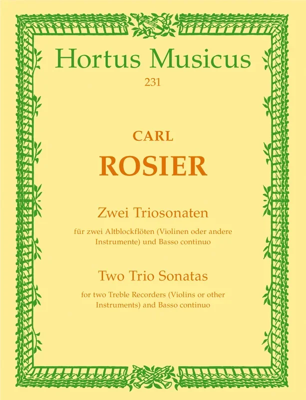 Rosier: 2 Trio Sonatas for 2 Alto Recorder & Basso Continuo