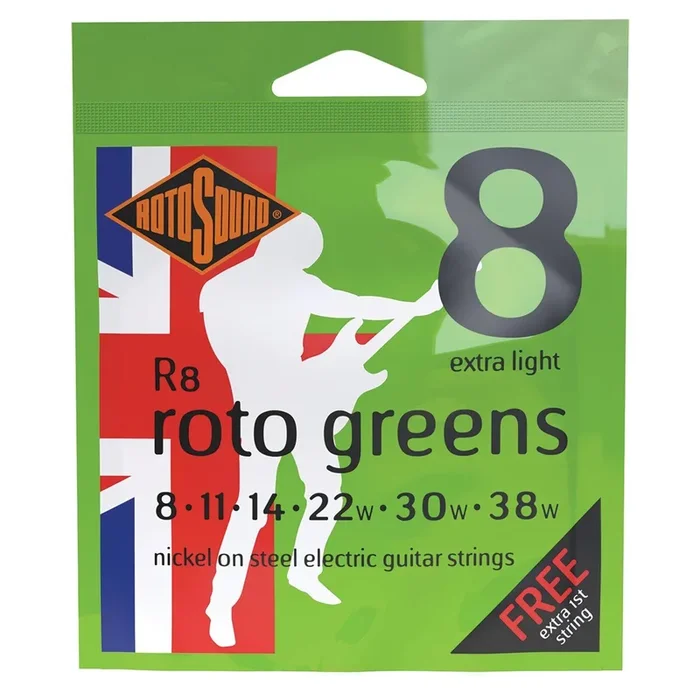 Rotosound R8 Roto Greens Nickel on Steel Electric String Set 8-38