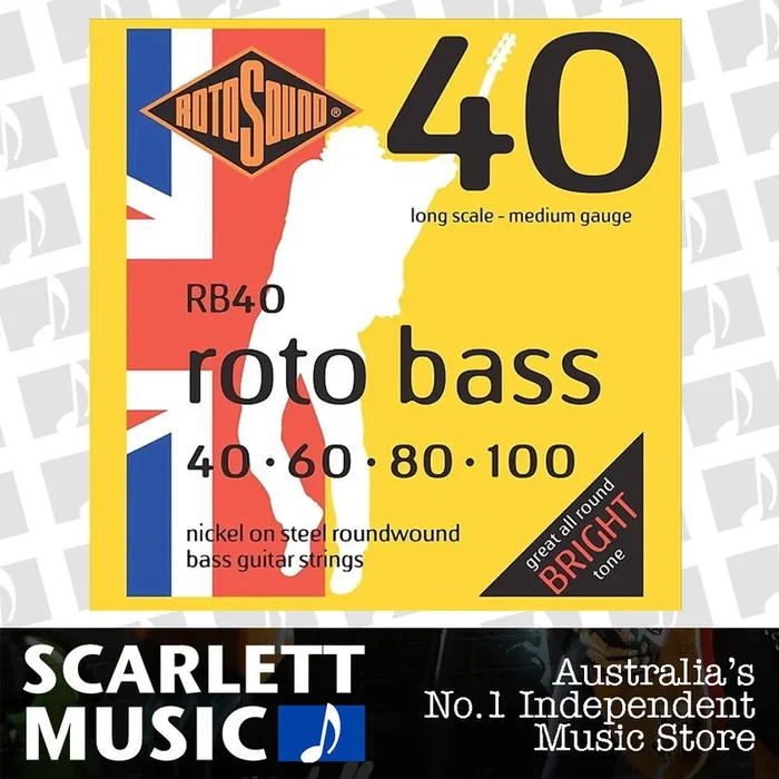 Rotosound RB40 Medium Rotobass Nickel Roundwound Bass Guitar Strings 40-100